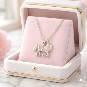 *NEW* Kids Multi Coloured Cubic Zirconia Alloy Unicorn Pendant Necklace
